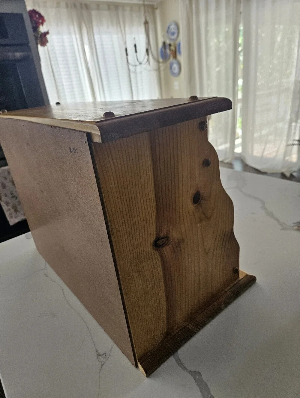 Solid Wood Bread Box in Warm Honey Tone